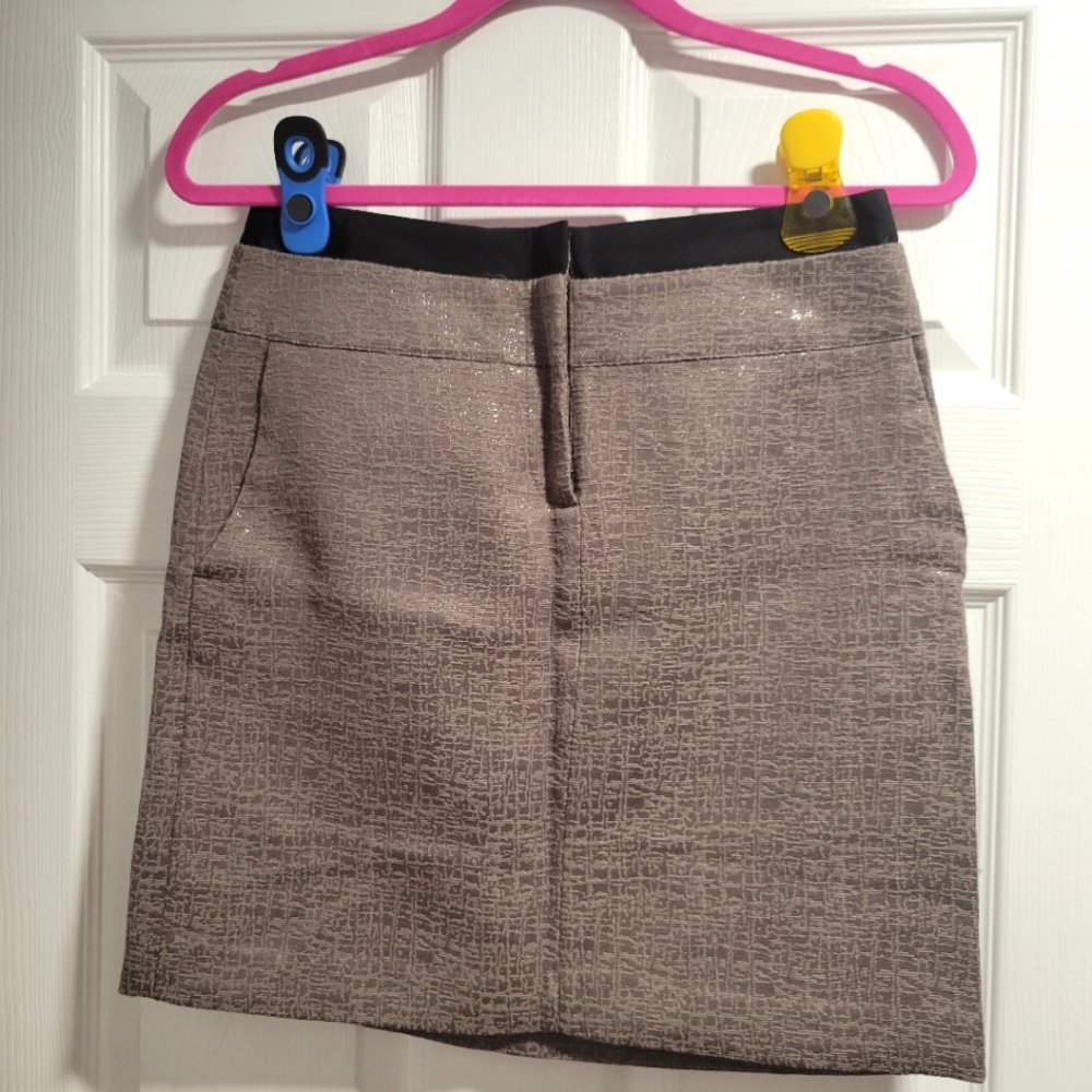 Shimmer light brown mini skirt with pockets